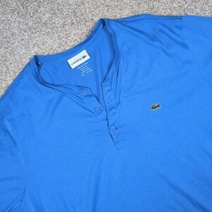 Lacoste Mens 3XL Blue Pima Cotton Regular Fit Button Henley T-Shirt